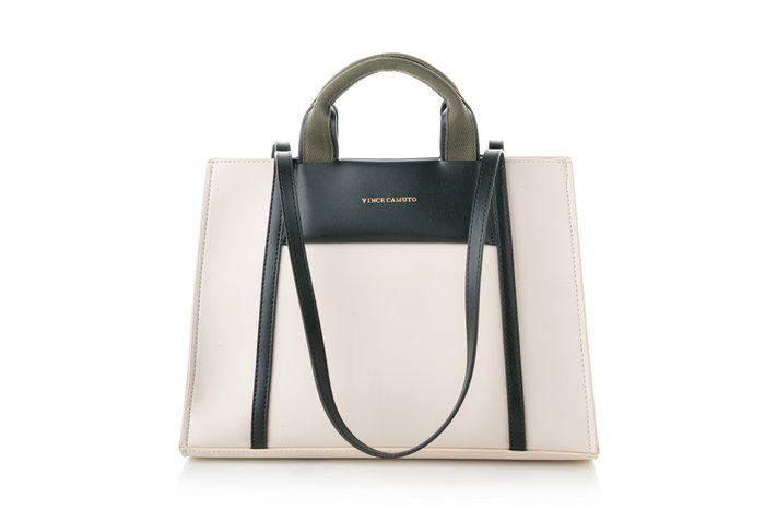 Vince Camuto Bolso Tote en Crema y Verde Oscuro